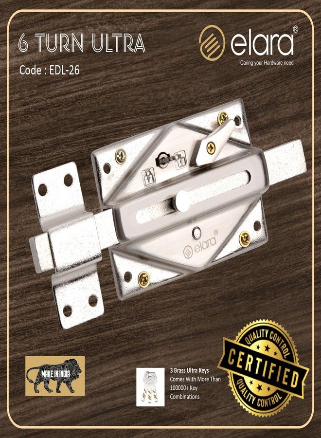 إلارا أقفال Elara Interlock Deadbolts مع ضمان لمدة 10 سنوات | قفل بست دورات للباب الرئيسي | قفل باب مفرد ومزدوج بمفتاح نحاسي فائق القوة بأربعة مفاتيح | للمكاتب | الغرف | قفل مصراع (EDL-26 SS) - Image 5